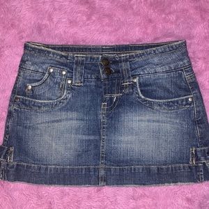 size 0 denim mini skirt ✮⋆˙